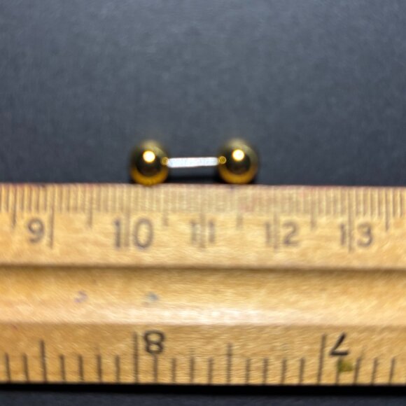 NIB New Jenny Bird Gold-Dipped Sphere Stud Earrings with Bamboo JB Box - Picture 3 of 3